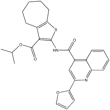 isopropyl 2-({[2-(2-furyl)-4-quinolinyl]carbonyl}amino)-5,6,7,8-tetrahydro-4H-cyclohepta[b]thiophene-3-carboxylate Struktur