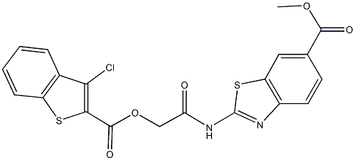 methyl 2-[({[(3-chloro-1-benzothien-2-yl)carbonyl]oxy}acetyl)amino]-1,3-benzothiazole-6-carboxylate Struktur