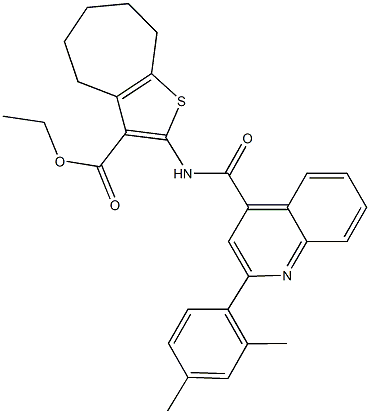 ethyl 2-({[2-(2,4-dimethylphenyl)-4-quinolinyl]carbonyl}amino)-5,6,7,8-tetrahydro-4H-cyclohepta[b]thiophene-3-carboxylate Struktur