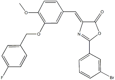 2-(3-bromophenyl)-4-{3-[(4-fluorobenzyl)oxy]-4-methoxybenzylidene}-1,3-oxazol-5(4H)-one Struktur