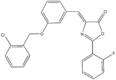 4-{3-[(2-chlorobenzyl)oxy]benzylidene}-2-(2-fluorophenyl)-1,3-oxazol-5(4H)-one Struktur