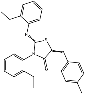 3-(2-ethylphenyl)-2-[(2-ethylphenyl)imino]-5-(4-methylbenzylidene)-1,3-thiazolidin-4-one Struktur