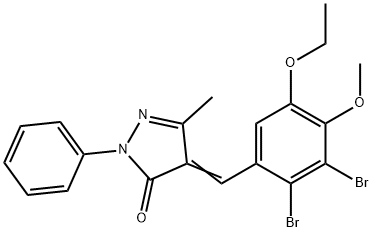 4-(2,3-dibromo-5-ethoxy-4-methoxybenzylidene)-5-methyl-2-phenyl-2,4-dihydro-3H-pyrazol-3-one Struktur