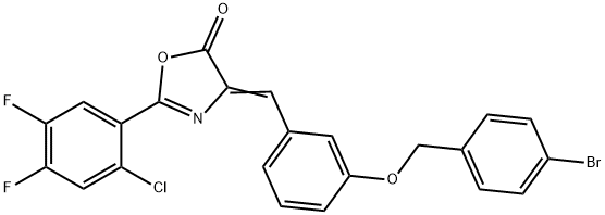 4-{3-[(4-bromobenzyl)oxy]benzylidene}-2-(2-chloro-4,5-difluorophenyl)-1,3-oxazol-5(4H)-one Struktur