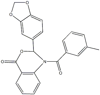 2-(1,3-benzodioxol-5-yl)-1-(3-methylbenzoyl)-1,2-dihydro-4H-3,1-benzoxazin-4-one Struktur