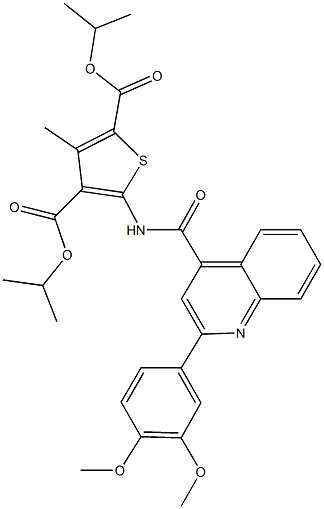 diisopropyl 5-({[2-(3,4-dimethoxyphenyl)-4-quinolinyl]carbonyl}amino)-3-methyl-2,4-thiophenedicarboxylate Struktur