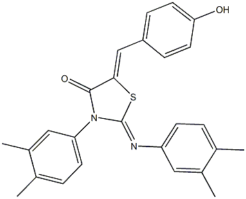 3-(3,4-dimethylphenyl)-2-[(3,4-dimethylphenyl)imino]-5-(4-hydroxybenzylidene)-1,3-thiazolidin-4-one Struktur