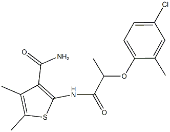 2-{[2-(4-chloro-2-methylphenoxy)propanoyl]amino}-4,5-dimethyl-3-thiophenecarboxamide Struktur