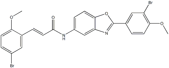 3-(5-bromo-2-methoxyphenyl)-N-[2-(3-bromo-4-methoxyphenyl)-1,3-benzoxazol-5-yl]acrylamide Struktur