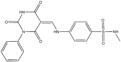 N-methyl-4-{[(2,4,6-trioxo-1-phenyltetrahydro-5(2H)-pyrimidinylidene)methyl]amino}benzenesulfonamide Struktur