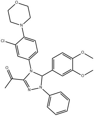 1-[4-[3-chloro-4-(4-morpholinyl)phenyl]-5-(3,4-dimethoxyphenyl)-1-phenyl-4,5-dihydro-1H-1,2,4-triazol-3-yl]ethanone Struktur