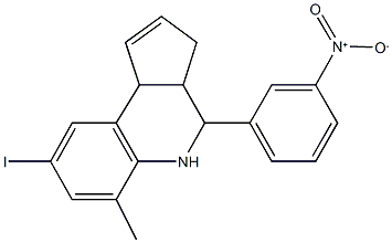 4-{3-nitrophenyl}-8-iodo-6-methyl-3a,4,5,9b-tetrahydro-3H-cyclopenta[c]quinoline Struktur