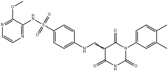 4-{[(1-(3,4-dimethylphenyl)-2,4,6-trioxotetrahydro-5(2H)-pyrimidinylidene)methyl]amino}-N-(3-methoxy-2-pyrazinyl)benzenesulfonamide Struktur