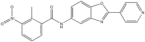 3-nitro-2-methyl-N-[2-(4-pyridinyl)-1,3-benzoxazol-5-yl]benzamide Struktur