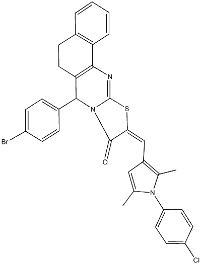 7-(4-bromophenyl)-10-{[1-(4-chlorophenyl)-2,5-dimethyl-1H-pyrrol-3-yl]methylene}-5,7-dihydro-6H-benzo[h][1,3]thiazolo[2,3-b]quinazolin-9(10H)-one Struktur