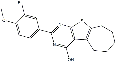 2-(3-bromo-4-methoxyphenyl)-6,7,8,9-tetrahydro-5H-cyclohepta[4,5]thieno[2,3-d]pyrimidin-4-ol Struktur