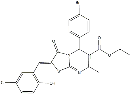 ethyl 5-(4-bromophenyl)-2-(5-chloro-2-hydroxybenzylidene)-7-methyl-3-oxo-2,3-dihydro-5H-[1,3]thiazolo[3,2-a]pyrimidine-6-carboxylate Struktur