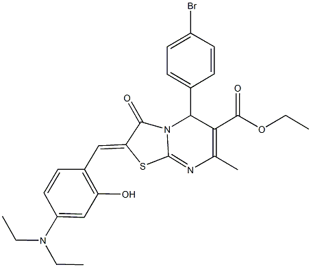 ethyl 5-(4-bromophenyl)-2-[4-(diethylamino)-2-hydroxybenzylidene]-7-methyl-3-oxo-2,3-dihydro-5H-[1,3]thiazolo[3,2-a]pyrimidine-6-carboxylate Struktur