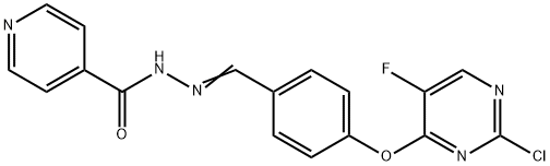 N'-{4-[(2-chloro-5-fluoro-4-pyrimidinyl)oxy]benzylidene}isonicotinohydrazide Struktur