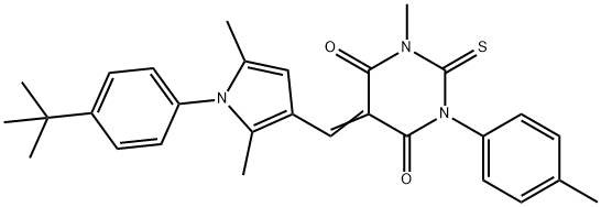 5-{[1-(4-tert-butylphenyl)-2,5-dimethyl-1H-pyrrol-3-yl]methylene}-1-methyl-3-(4-methylphenyl)-2-thioxodihydro-4,6(1H,5H)-pyrimidinedione Struktur