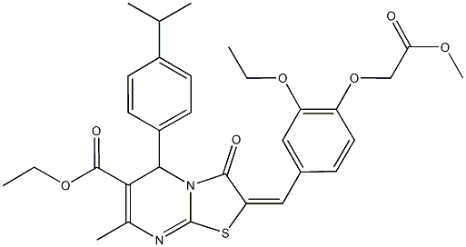 ethyl 2-[3-ethoxy-4-(2-methoxy-2-oxoethoxy)benzylidene]-5-(4-isopropylphenyl)-7-methyl-3-oxo-2,3-dihydro-5H-[1,3]thiazolo[3,2-a]pyrimidine-6-carboxylate Struktur