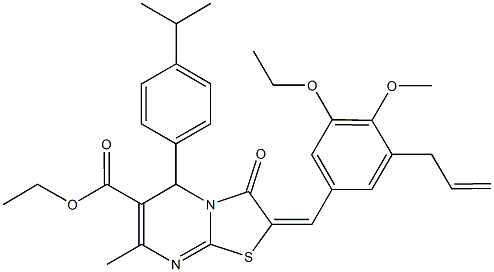 ethyl 2-(3-allyl-5-ethoxy-4-methoxybenzylidene)-5-(4-isopropylphenyl)-7-methyl-3-oxo-2,3-dihydro-5H-[1,3]thiazolo[3,2-a]pyrimidine-6-carboxylate Struktur