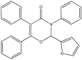 2-(2-furyl)-3,5,6-triphenyl-2,3-dihydro-4H-1,3-oxazin-4-one Struktur