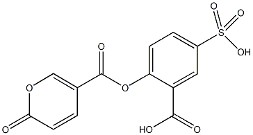 2-{[(2-oxo-2H-pyran-5-yl)carbonyl]oxy}-5-sulfobenzoic acid Struktur