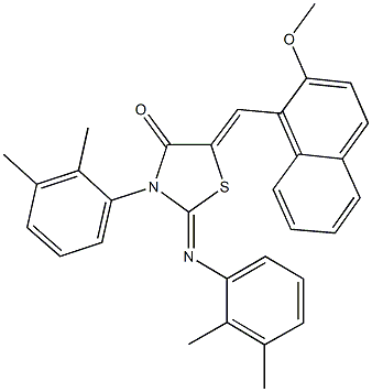 3-(2,3-dimethylphenyl)-2-[(2,3-dimethylphenyl)imino]-5-[(2-methoxy-1-naphthyl)methylene]-1,3-thiazolidin-4-one Struktur