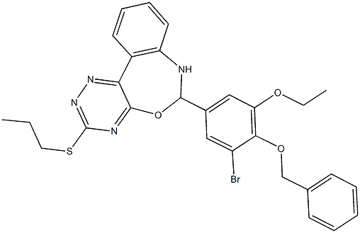 6-[4-(benzyloxy)-3-bromo-5-ethoxyphenyl]-3-(propylsulfanyl)-6,7-dihydro[1,2,4]triazino[5,6-d][3,1]benzoxazepine Struktur