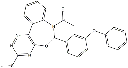 3-[7-acetyl-3-(methylsulfanyl)-6,7-dihydro[1,2,4]triazino[5,6-d][3,1]benzoxazepin-6-yl]phenyl phenyl ether Struktur