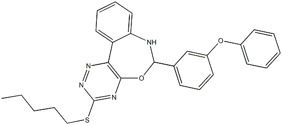 3-(pentylsulfanyl)-6-(3-phenoxyphenyl)-6,7-dihydro[1,2,4]triazino[5,6-d][3,1]benzoxazepine Struktur