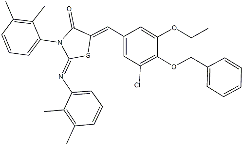 5-[4-(benzyloxy)-3-chloro-5-ethoxybenzylidene]-3-(2,3-dimethylphenyl)-2-[(2,3-dimethylphenyl)imino]-1,3-thiazolidin-4-one Struktur