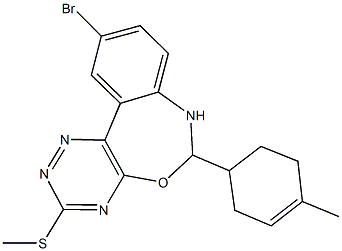 10-bromo-6-(4-methyl-3-cyclohexen-1-yl)-3-(methylsulfanyl)-6,7-dihydro[1,2,4]triazino[5,6-d][3,1]benzoxazepine Struktur