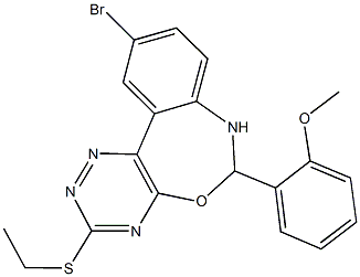 2-[10-bromo-3-(ethylsulfanyl)-6,7-dihydro[1,2,4]triazino[5,6-d][3,1]benzoxazepin-6-yl]phenyl methyl ether Struktur