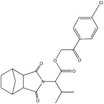 2-(4-chlorophenyl)-2-oxoethyl 2-(3,5-dioxo-4-azatricyclo[5.2.1.0~2,6~]dec-4-yl)-3-methylbutanoate Struktur