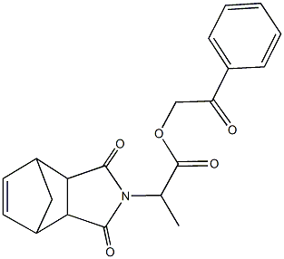 2-oxo-2-phenylethyl 2-(3,5-dioxo-4-azatricyclo[5.2.1.0~2,6~]dec-8-en-4-yl)propanoate Struktur