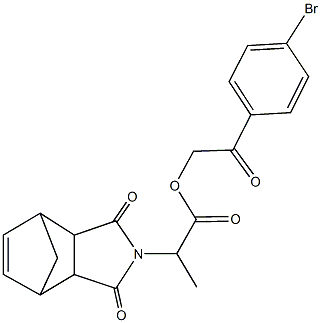 2-(4-bromophenyl)-2-oxoethyl 2-(3,5-dioxo-4-azatricyclo[5.2.1.0~2,6~]dec-8-en-4-yl)propanoate Struktur