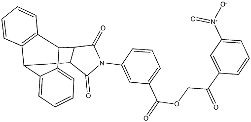 2-{3-nitrophenyl}-2-oxoethyl 3-(16,18-dioxo-17-azapentacyclo[6.6.5.0~2,7~.0~9,14~.0~15,19~]nonadeca-2,4,6,9,11,13-hexaen-17-yl)benzoate Struktur