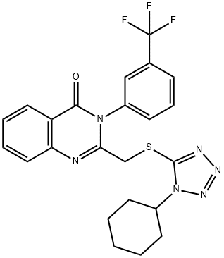 2-{[(1-cyclohexyl-1H-tetraazol-5-yl)sulfanyl]methyl}-3-[3-(trifluoromethyl)phenyl]-4(3H)-quinazolinone Struktur