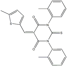 1,3-bis(2-methylphenyl)-5-[(5-methyl-2-thienyl)methylene]-2-thioxodihydro-4,6(1H,5H)-pyrimidinedione Struktur