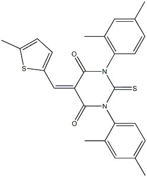 1,3-bis(2,4-dimethylphenyl)-5-[(5-methyl-2-thienyl)methylene]-2-thioxodihydro-4,6(1H,5H)-pyrimidinedione Struktur