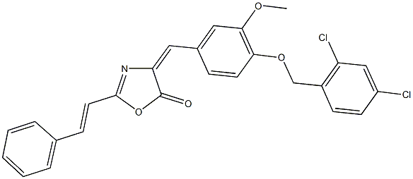 4-{4-[(2,4-dichlorobenzyl)oxy]-3-methoxybenzylidene}-2-(2-phenylvinyl)-1,3-oxazol-5(4H)-one Struktur