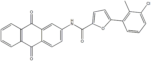 5-(3-chloro-2-methylphenyl)-N-(9,10-dioxo-9,10-dihydro-2-anthracenyl)-2-furamide Struktur