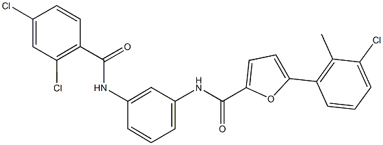 5-(3-chloro-2-methylphenyl)-N-{3-[(2,4-dichlorobenzoyl)amino]phenyl}-2-furamide Struktur