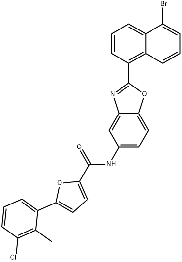 N-[2-(5-bromo-1-naphthyl)-1,3-benzoxazol-5-yl]-5-(3-chloro-2-methylphenyl)-2-furamide Struktur