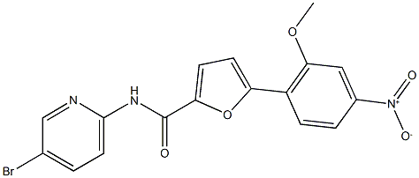 N-(5-bromo-2-pyridinyl)-5-{4-nitro-2-methoxyphenyl}-2-furamide Struktur