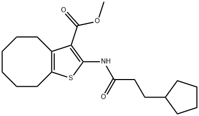 methyl 2-[(3-cyclopentylpropanoyl)amino]-4,5,6,7,8,9-hexahydrocycloocta[b]thiophene-3-carboxylate Struktur