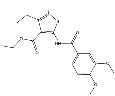 ethyl 2-[(3,4-dimethoxybenzoyl)amino]-4-ethyl-5-methyl-3-thiophenecarboxylate Struktur