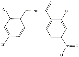 2-chloro-N-(2,4-dichlorobenzyl)-4-nitrobenzamide Struktur